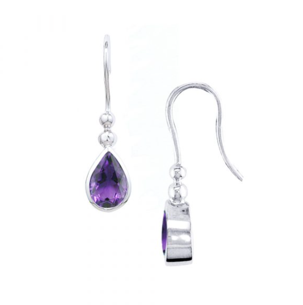 Classic Amethyst Bead Drop Earrings