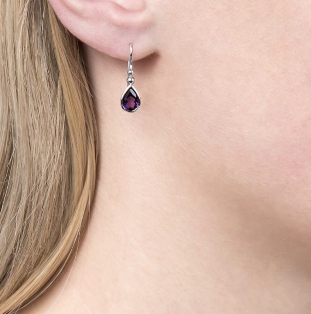 Classic Amethyst Bead Drop Earrings