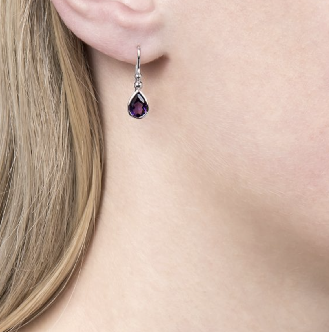 Classic Amethyst Bead Drop Earrings