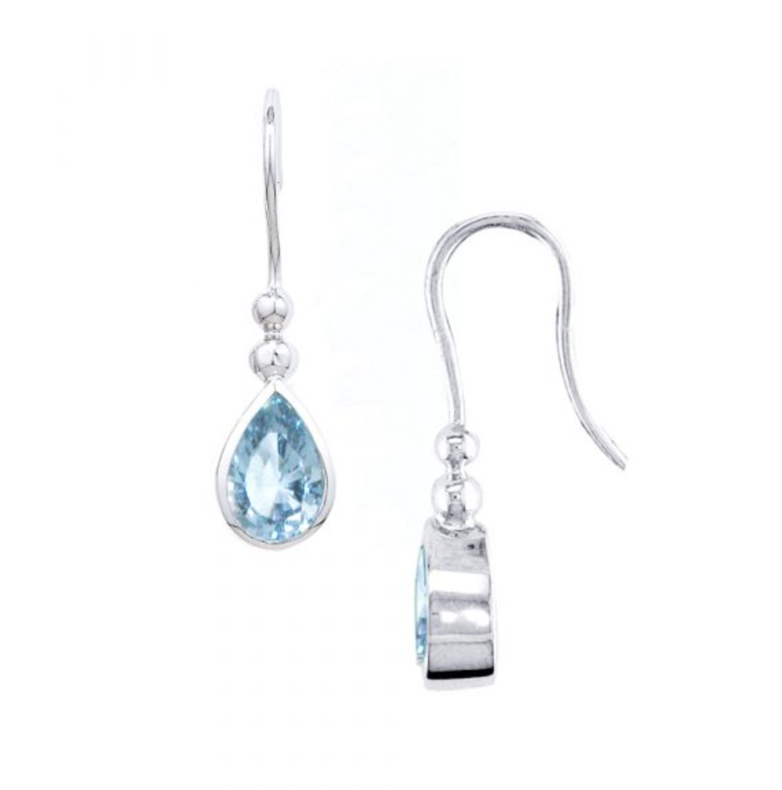 Classic Aquamarine Bead Drop Earrings