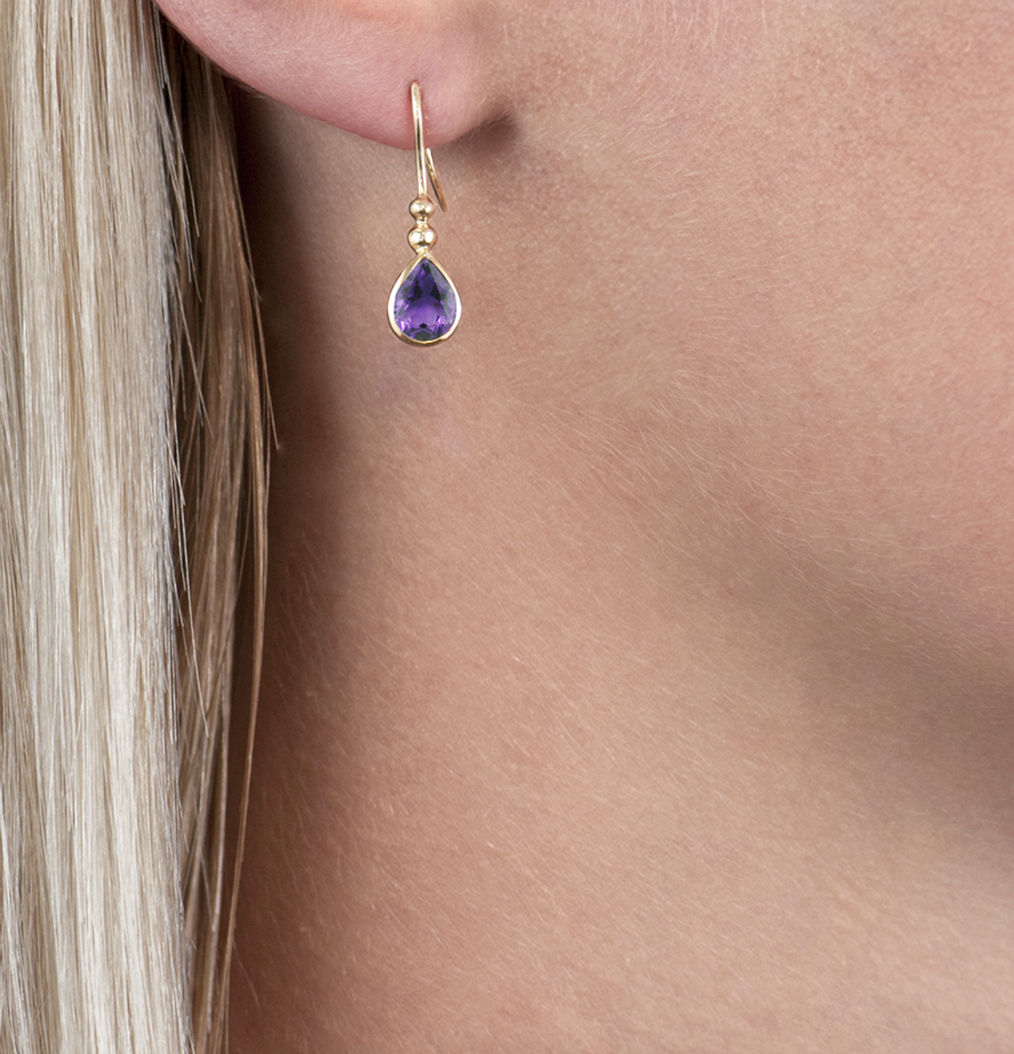 Classic Amethyst Bead Drop Earrings