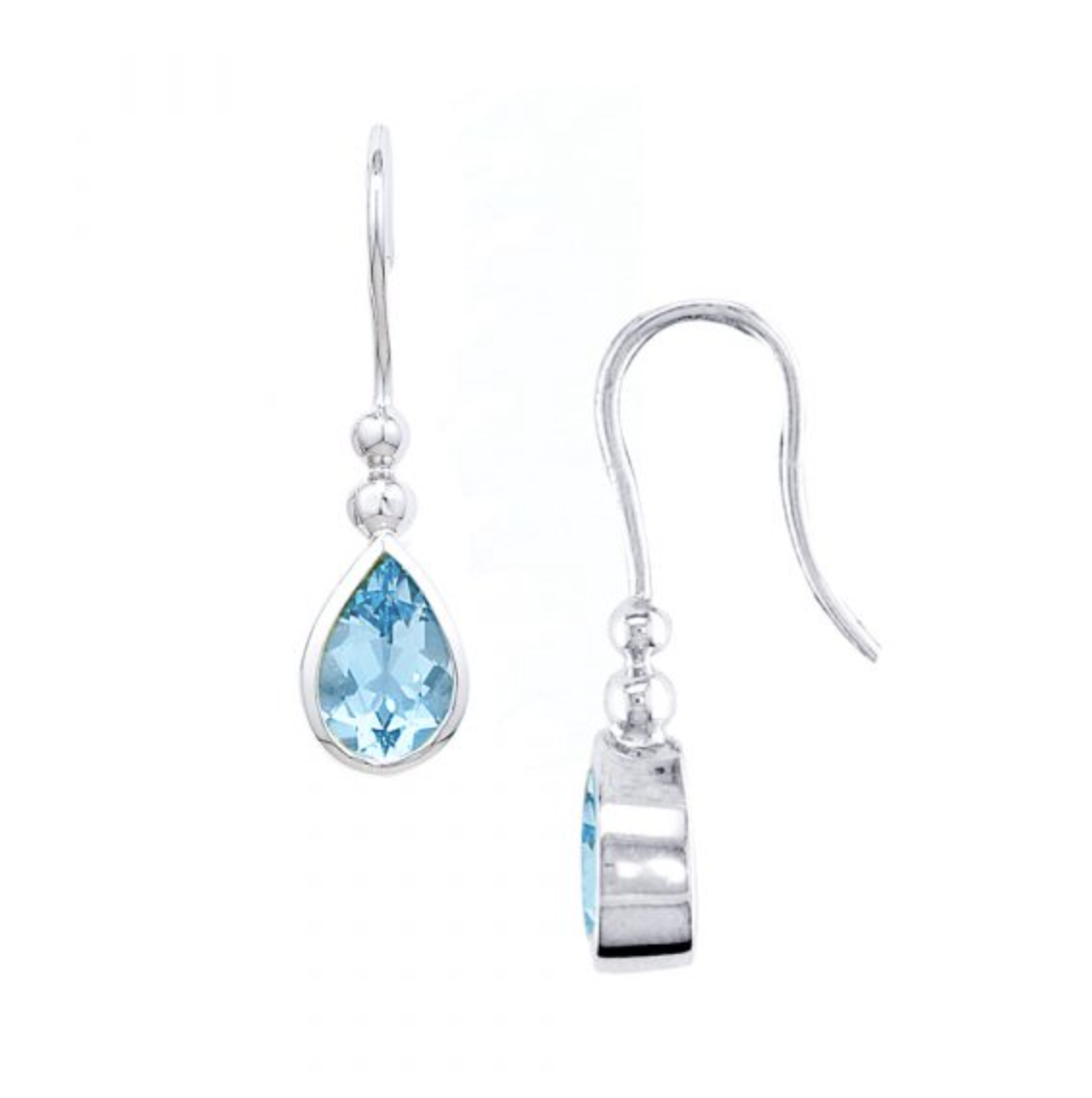 Designer Blue Topaz Bead Drop Earrings