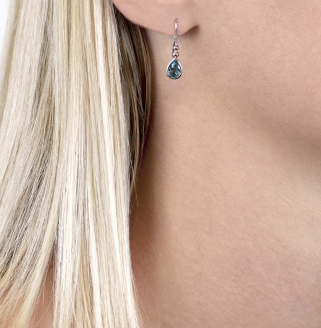 Designer Blue Topaz Bead Drop Earrings