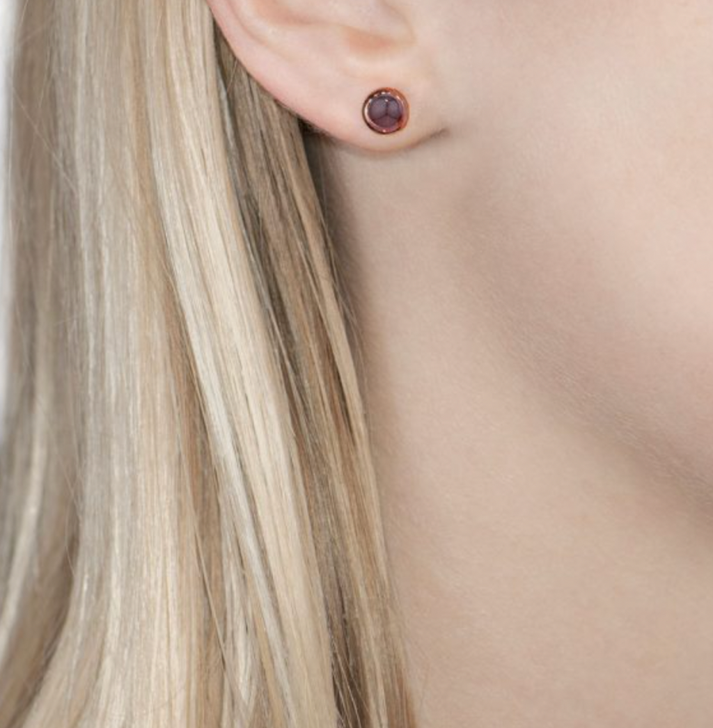 Handmade Bubble Garnet Stud Earrings