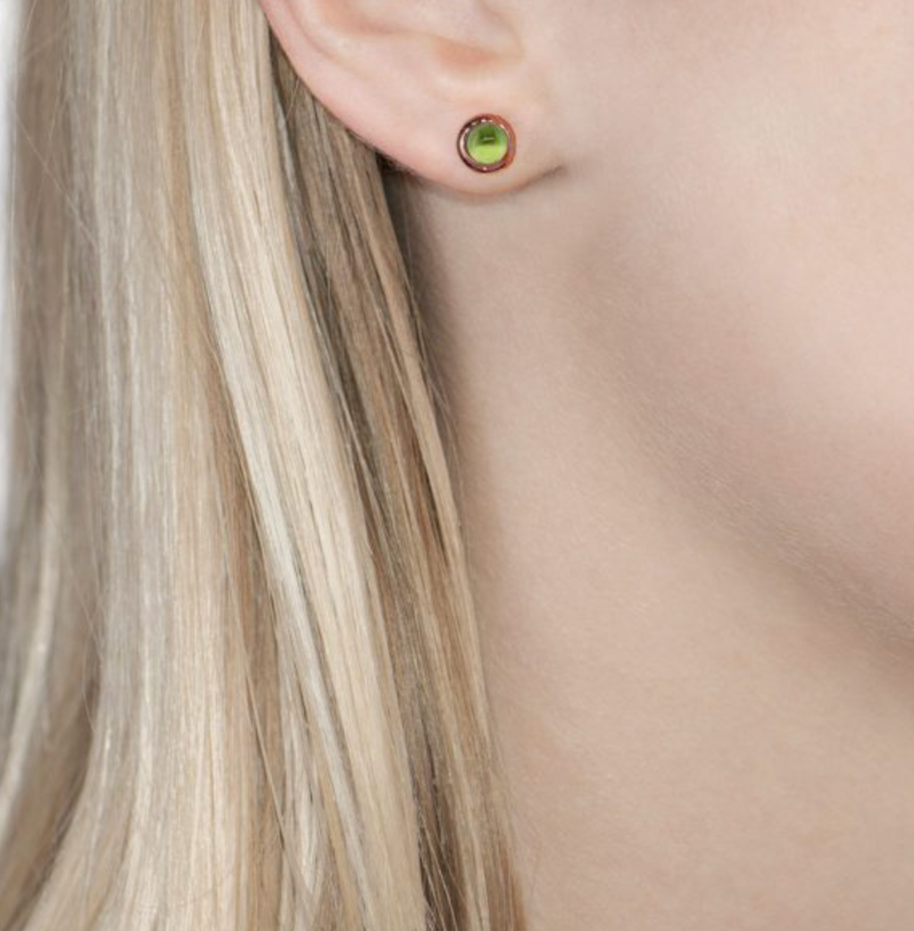 Modern Bubble Peridot Stud Earrings