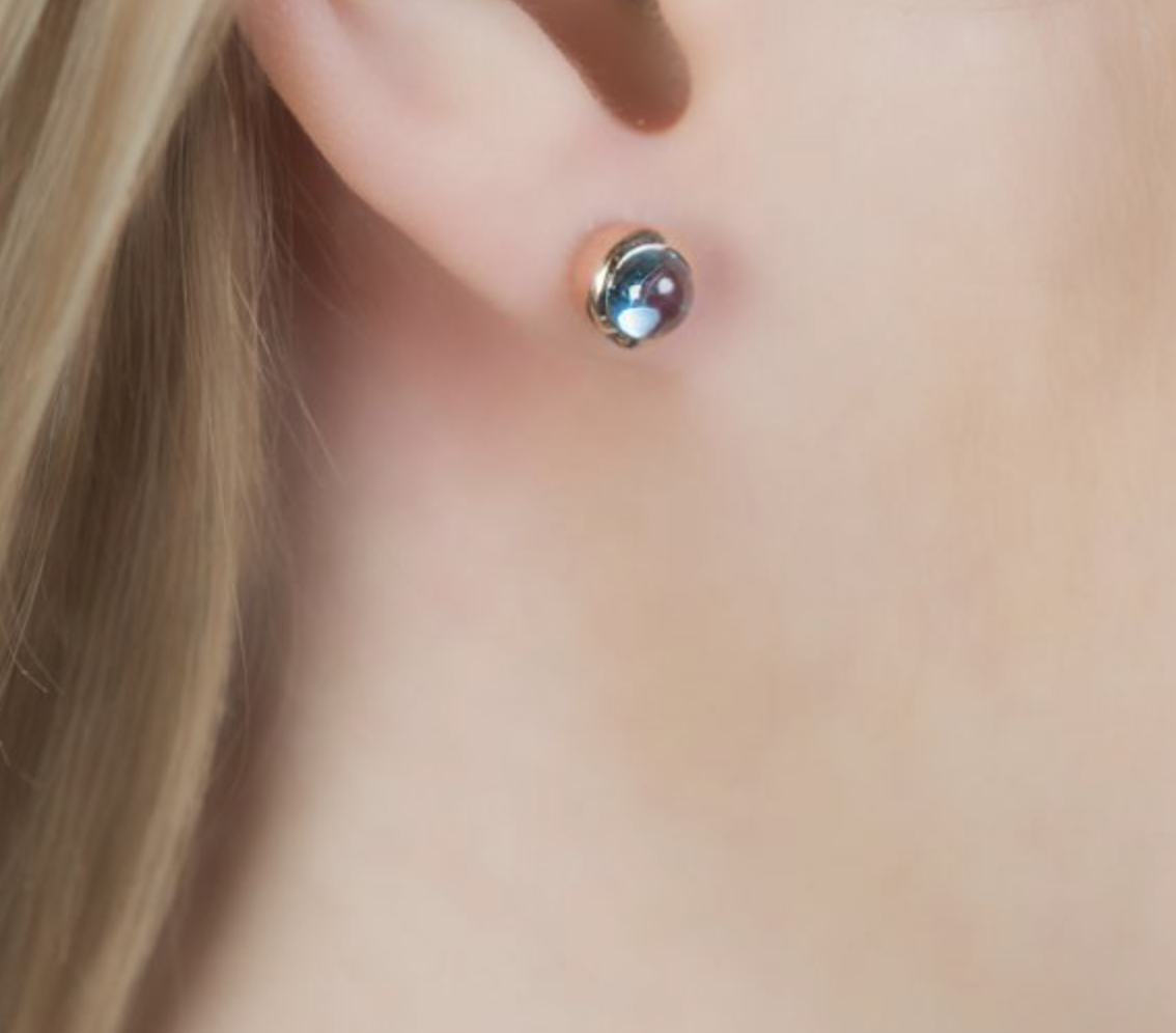Modern Bubble Blue Topaz Stud Earrings