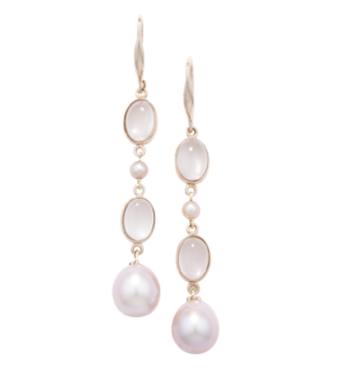 Rose Quartz and Pearl Drop Earrings