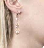 Rose Quartz and Pearl Drop Earrings